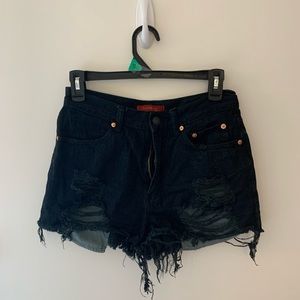 black distressed denim shorts 🖤